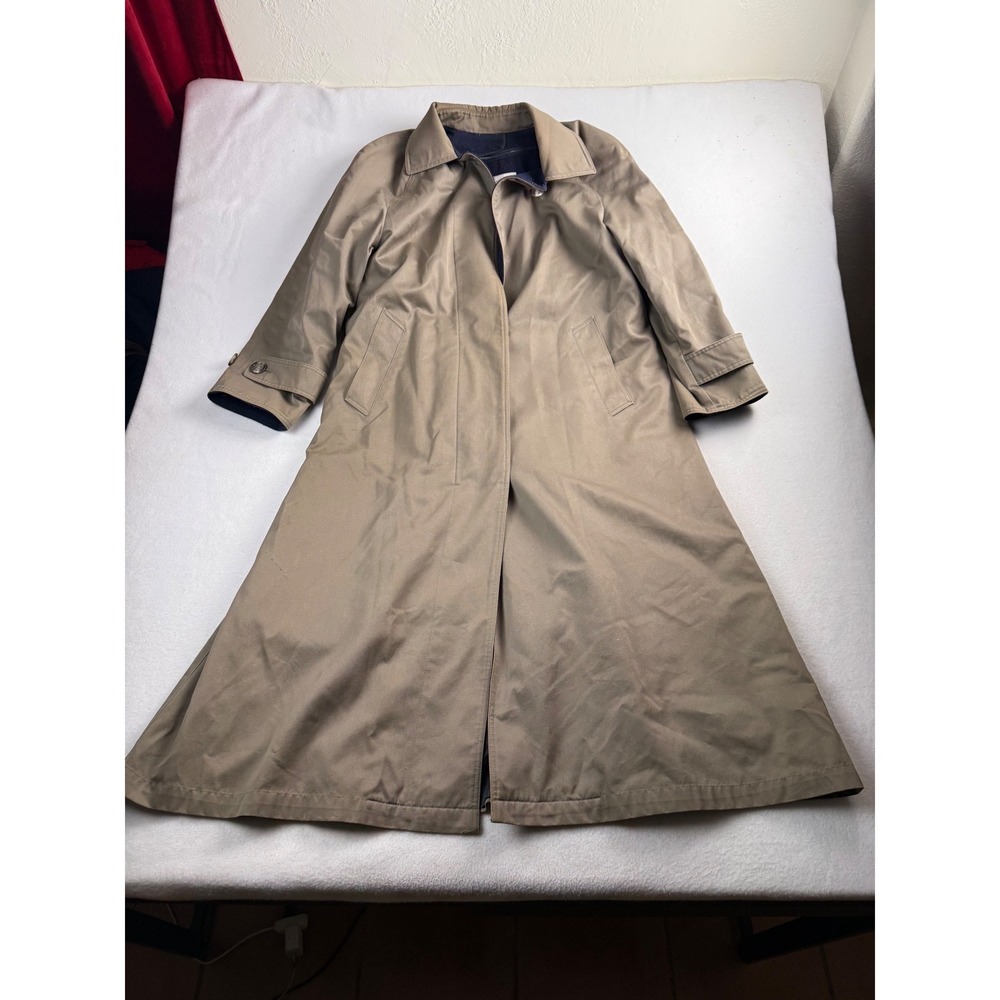 London Fog Maincoats Vintage Tan Trench Coat Removable Liner Womens 8 REG Khaki